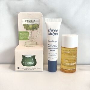 Skincare Bundle Frudia Pore Cream, Three Ships Dew Drops & Ma:Nyo Cleansing Oil